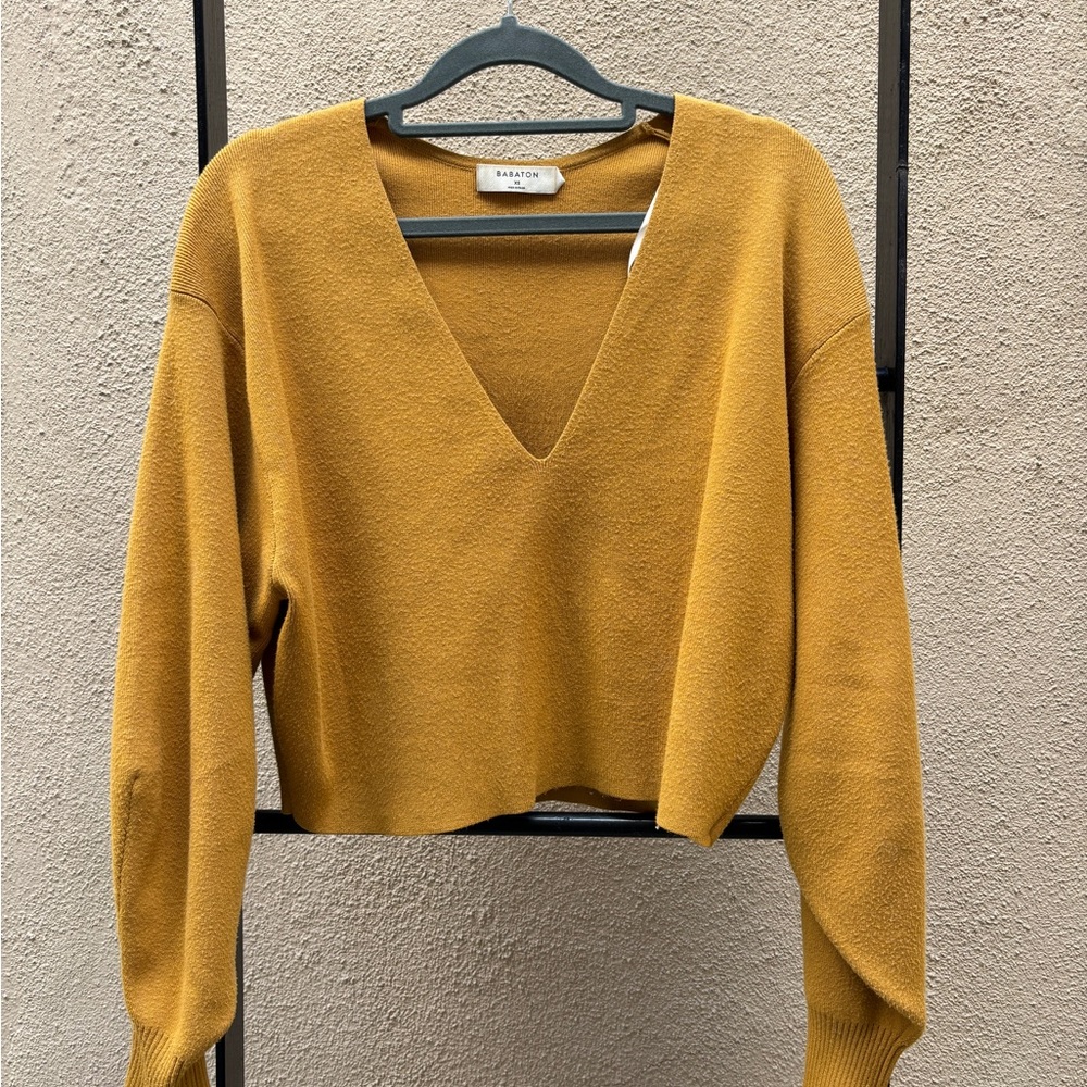 Aritzia Babaton Wren Sweater Mustard Yellow